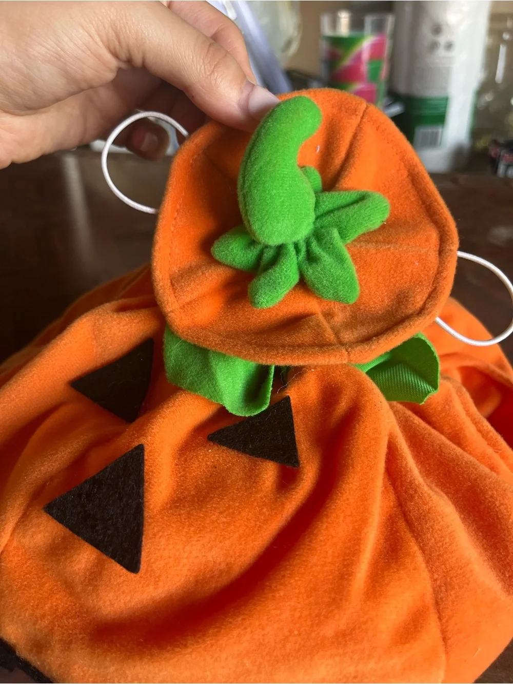 Build-A-Bear Orange Pumpkin Jack-O'-Lantern costume with Hat with Green Leaves